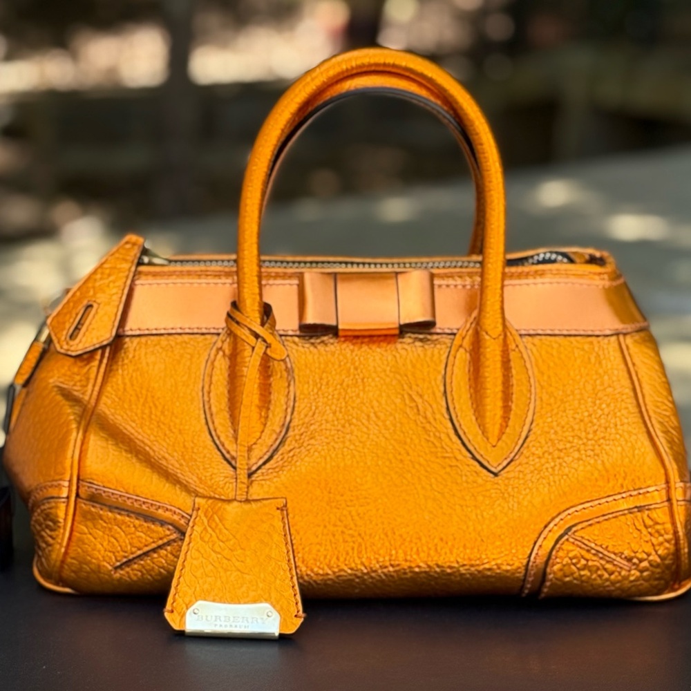 Burberry Orange Leather Satchel